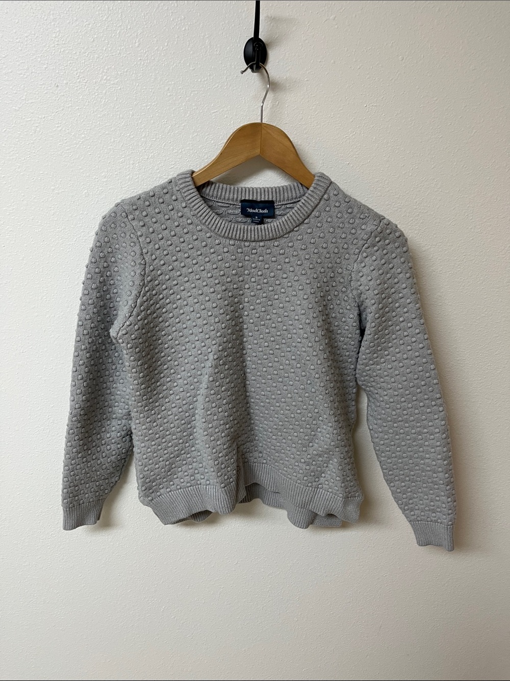 ModCloth Women’s  Gray Textured Crewneck Sweater, size S